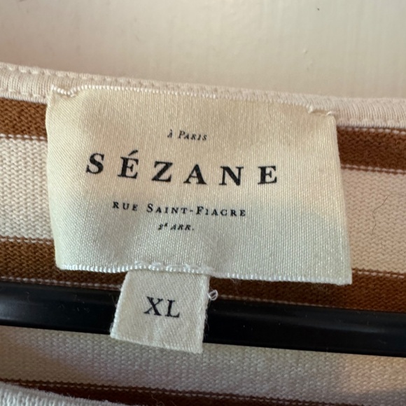 SEZANE Colette Mariniere- Color  Ecru & Camel, in Size XL - Picture 5 of 6